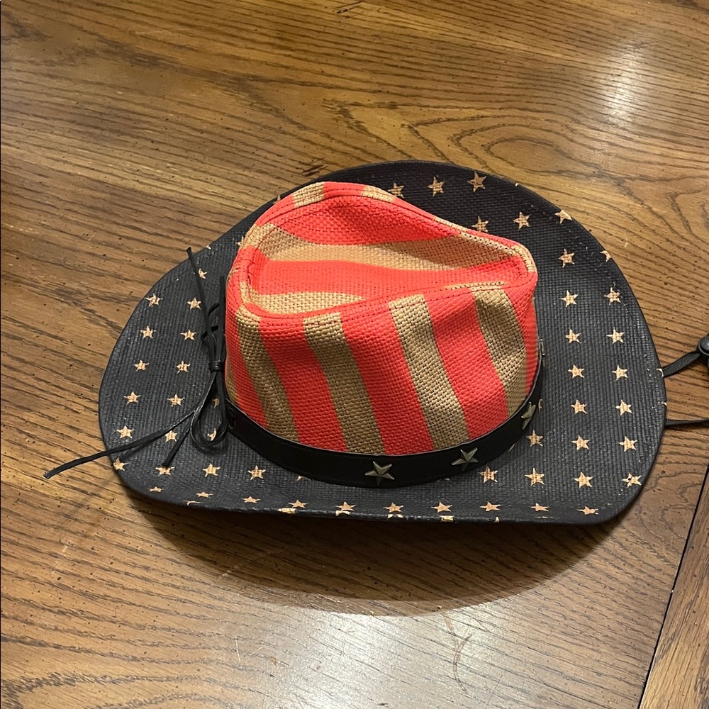 Red and Tan Star Pattern Cowboy Hat - Picture 4 of 12